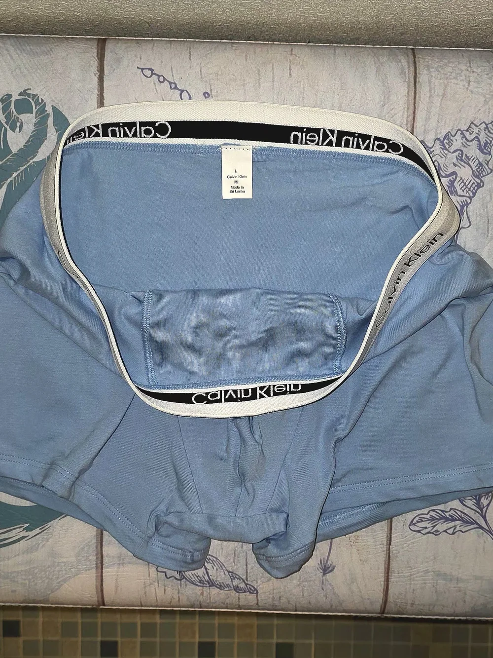 Calvin Klein Light Blue Stretch Cotton Boxer Briefs with White Logo Waistband
